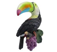 Kuuleyn Toucan on Stump Statue, Toucan Tree Hugger Garden Statue Multicolor Tropical Exotic Bird Sculpture Ornement avec Une Branche de Raisin pour Le Patio de Cour de pelouse