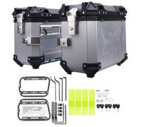 Kuuleyn Universal Motorcycle Side Case, Motorcycle Side Case Universal Fit Aluminum Alloy 28L Left Right Hard Saddlebag Box with Support Rack Lock Handle for Helmet Luggage