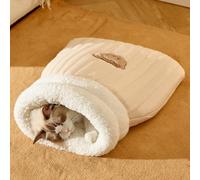 Kuuleyn Warm Cat Bed,Closed Faux Down Pocket Cat Bed,Sleeping Bag Soft Warm Cozy Enhanced Comfort Foldable Enclosed Dog Sack for Home Indoor Travel (M)