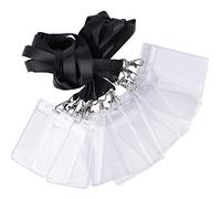 Kuuqa 12 Pack de Strap Lanière Tour de Cou, Porte-Badge Lanière noire pour Carte de visite, Carte d'étudiants, Carte Bus