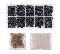 KUUQA 150 Pcs 6-12mm Yeux de sécurité Yeux en plastique Yeux de Poupée avec Rondelles pour Poupée, Marionnettes, Animaux en Peluche (Noir)