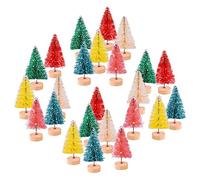 KUUQA 24 Pcs Multicolore Mini Neige Givré des Arbres Sisal Arbres Mini Arbres de Noël Arbres de Pinceau de Bouteille Pins Ornements de Neige d'hiver pour Le décor de Noël (6 Couleurs)