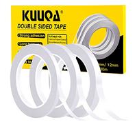 Kuuqa 3 rouleaux double face ruban ensemble solide bande collante pour bureau bricolage Artisanat, 30 mètres de long, large 6mm / 9mm / 12mm