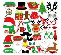 KUUQA 39 Pcs Noël Photo Booth Props Kit Joyeux Noël Partie Décoration Fournitures