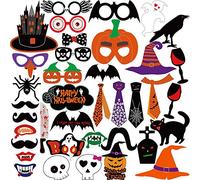 KUUQA Halloween Photo Booth Props Kit Halloween Party Décorations, Pack de 38