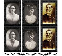 KUUQA Lot de 3 décorations de portrait d'horreur d'Halloween 3D Changement de visage Cadre photo effrayant Décoration murale hantée pour la maison, Décoration de fête d'Halloween