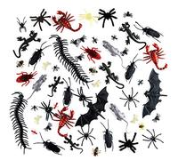 KUUQA Plastique Realiste Bugs Prank Nouveauté Insectes Bugs Faux Roaches Araignées Scorpions Rats Geckoes Centipedes Flies Bats pour Halloween Party Favors Creepy Décorations Fournitures 132 Pieces