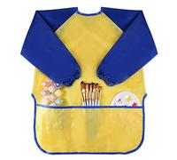 KUUQA Tablier étanche pour les jeux avec 3 poches spacieuses pour peindre, tablier d'alimentation (peintures et pinceaux non inclus) pour garçon Âge 2-4 ans