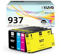 Kuva 937e 937XL Cartouche d'encre de Compatible pour HP 937 XL Remplacement pour HP Officejet Pro 9110b 9720b 9130b 9720 9730 (Noir Cyan Magenta Jaune, 4 Pack)