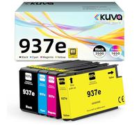 Kuva [avec Puce] 937e Cartouches d'encre Compatibles pour Remplacement 937 e/937XL Fonctionnant avec Officejet Pro 9110b 9120b 9130b 9720 9730 (Noir Cyan Magenta Jaune, 4 Pack)