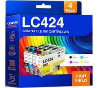 Kuva LC424 Cartouches d'encre Compatible pour Brother LC424 pour Brother DCP-J1200W DCP-J1200WE Imprimantes (4 Pack)