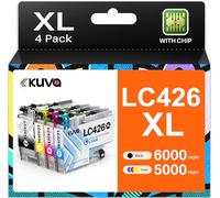 Kuva LC426 Cartouche d'encre Compatible pour Brother LC426 LC426XL pour Brother MFC-J4335DW MFC-J4340DW MFC-J4535DW MFC-J4540DW (1 Noir, 1 Cyan, 1 Magenta, 1 Jaune)