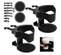 Kuvarix 2 Pièces Porte Gobelet Voiture Réglable avec 2 sous-Verres en Silicone Diamant, Destiné aux Bouches D'aération de Voiture, pour Tasses à Café et Canettes, Noir
