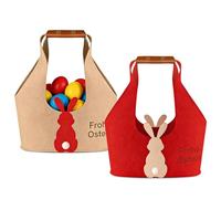 Kuvarix 2 Pièces Sacs en Feutre de Pâques avec Anses, Rouge et Kaki Paniers de Pâques Sacs de Lapin de Pâques à Garnir Chasse Aux œU.S Avec Poignées pour les œufs Bonbons Biscuits