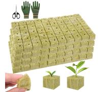 Kuvarix 200 Pièces Laine de Roche Blocs Cubes, 2,5 X 2,5 X 2,5 cm Hydroponique Bouchons de Laine de Roche, pour Boutures, Jardinage Intérieur, Plantation Légumes Transplantation