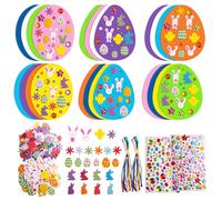 Kuvarix 24 PCS Bricolage de Pâques pour Enfants, Ostereier Bastelset Kinder, Oeuf de Pâques Décoration Ensemble avec Autocollant pour DIY Activités Paques Enfants