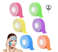 Kuvarix 6 Pièces Face Taping 2.5cmx5m avec 1 Paire de Ciseaux, Face Tape Anti-Rides Multifonction, our raffermir la peau, lifting en V