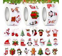 Kuvarix Autocollant Noel, 1500PCS Stickers Noel avec 24 Styles, Merry Christmas Gommettes pour Emballages Cadeaux, Cartes et Projets Créatifs