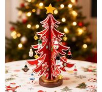 Kuvarix Calendrier de l'Avent 2025, Mini Sapin de Noël en Bois, Decorations Noel Table, Sapin de Noël en Bois pour Table Maison Bureau Cadeaux pour Enfant