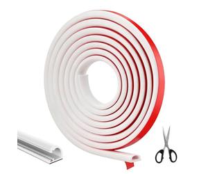 Kuvarix Canalisation de Câbles Blanche Auto-Adhésive 4 Mètres, Canal Flexible avec 1 Ciseaux, Goulotte Demi-Ronde, Canal Blanc pour Sol, Plafond, Mur TV, Lampe Suspendue