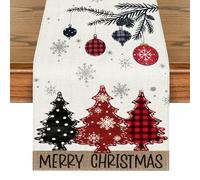 Kuvarix Chemin de Table de Noël, Decoration Table Noel 183 x 33cm Lavable Long Chemin de Table Noël pour Deco de Table Noel, de Salle à Manger, de Maison