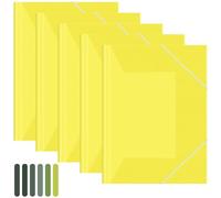 Kuvarix Chemise Plastique A4 avec Elastique, Lot de 5 Chemise A4 en Plastique, avec Notes Autocollantes, Conception Translucide Simple, Léger et Portable, Idéales pour Bureaux/Ecoles