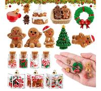 Kuvarix GNOME-Accessories Christmas, 22 pièces Miniature Accessories Christmas Miniature Accessories, Dollhouse Door Set 1:12 avec Mini Couronne de Sapin de Noël et Bonhomme en Pain d'Épices