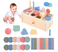 Kuvarix Jeux Montessori 1 2 3 Ans, 3 en 1 Jouet Enfant 1-3 Ans, Jeu de Tri Formes et Couleurs Montessori, Jouet d'activité et de Développement Bois pour Tout-Petits Bébé Enfants