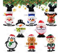 Kuvarix Lot de 8 Jouets à Remonter de Noël,Jouets à Remonter de Noël pour Enfants Livré avec 1 Sac en Velours Rouge, Crackers Noel a Remplir Petits Cadeaux de Table Noel