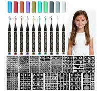 Kuvarix Stylos de tatouage pour enfants, Ensemble de tatouages à paillettes pour enfants pour la peau avec 450 pochoirs de tatouage, stylos de tatouage pour adultes anniversaires fête Halloween