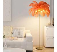 KUviez Lampadaire en plumes d'autrucheLampadaire, éclairage domestique, lampe de chevet, lampe sur pied pour salon, maison de lecture, chambre à coucher, décoration de bureau à domicile