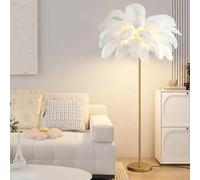 KUviez Lampadaire en plumes d'autrucheLampadaire, éclairage domestique, lampe de chevet, lampe sur pied pour salon, maison de lecture, chambre à coucher, décoration de bureau à domicile