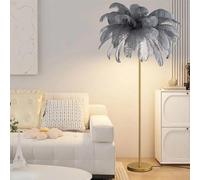 KUviez Lampadaire en plumes d'autrucheLampadaire, éclairage domestique, lampe de chevet, lampe sur pied pour salon, maison de lecture, chambre à coucher, décoration de bureau à domicile