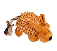 KuW437 Jouet en peluche pour animaux de compagnie, avec son et puzzle, grincements de dents et nettoyage - Mignon jouet en peluche de dessin animé KuW437 (marron, 30 x 15 cm)