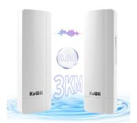 KuWFi 5.8G 3KM Pont WiFi Ethernet, Points d'accès WiFi avec Port Ethernet Gigabit, Borne WiFi Point d'accès WiFi Antenne WiFi Exterieur Dual Band | Plug and Play | 802.11ac | Adaptateur PoE 24 V