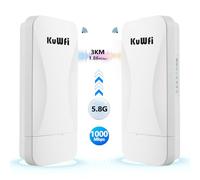 KuWFi 900Mbps Point d'accès WiFi Repeteur Antenne WiFi Exterieur, PTP/PTMP | Antenne WiFi Longue Portée Pont WiFi Ethernet Haut Débit, 5.8G Longue Portée Jusqu'à 5KM CPE avec Ports Ethernet, 2PCS