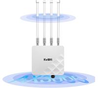 KuWFi AX3000 Wi-Fi 6 Point d'accès extérieur 3000 Mbps WiFi Extender Double bande WiFi Répéteur Wi-Fi Gestion AC 4 antennes amovibles Port SFP Gigabit 2 Gbps + 1 Gbps PoE/DC IP67 pour routeur Starlink