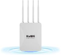 KuWFi Outdoor WiFi 6 Repeater & Extender, Point d'accès WiFi 6 AX3000 Mbps 2,4 GHz et 5 GHz Point Bridge with 4 High Gain Antennas, Gigabit Port, Poe Powered, Support MU-MIMO, Seamless Roaming, Cloud