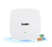 KuWFi Point d'accès WiFi 6, Vitesse Borne WiFi 6 Dual-Band AX820, Pont WiFi Exterieur | Wireless Access Point PoE avec 2 Port Ethernet Gigabit | 802.11ax | Pose au Plafond et au Mur