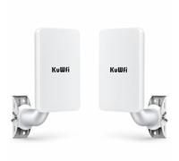 KuWFi Pont WiFi Exterieur, Point d'accès WiFi 300Mbps, AP Pont WiFi | Point d'accès Puissant avec Port Ethernet RJ45, Outdoor Distance de Transmission jusqu'à 1KM, Modus PTP/PTMP Pris en Charge