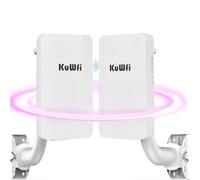 KuWFi Pont WiFi Exterieur, Point d'accès WiFi 300Mbps, Point d'accès Puissant avec Port Ethernet RJ45, IP65 étanche Outdoor Distance de Transmission jusqu'à 1KM, Prise en Charge du Mode PTP/PTMP