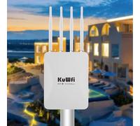 KuWFi Répéteur et extension WiFi 6 extérieur, Point d'accès WiFi 6 AX3000 Mbps - 2,4 GHz et 5 GHz, Port Gigabit, Compatible avec MU-MIMO et roaming sans coupure, Smart Link, Extérieur, commercial etc.