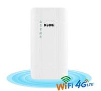 KuWFi Routeur 4G LTE, 300Mbps étanche extérieur 4G LTE CPE routeur avec Adaptateur POE CAT4 LTE routeurs 3G / 4G Carte SIM routeur WiFi pour caméra IP/Couverture WiFi extérieure