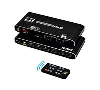 KuWFi Switch HDMI Matrix 4 Entrées à 2 Sortie, HDMI Switch Splitter Prise en Charge HDCP 2.2 IR Télécommande Commutateur HDMI Sélecteur HDMI Splitter Compatible avec Xbox Blu Ray PC DVD TV PS5 PS4