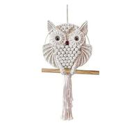 KUWHSIOP DéCoration Murale Hibou en Corde de Coton, Tapisserie BohèMe TisséE à La Main pour La DéCoration de La Maison, IdéAle pour Le Salon ou La Chambre,Beige,Small