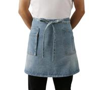 KUWHSIOP Demi-Tablier En Jean Unisexe à 4 Poches - Tablier Court de Taille Pour Serveurs, Serveuses, Café et Cuisine,Bleu,One Size