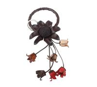 KUWHSIOP Porte-clés Fleur en Cuir Véritable, Accessoire Bohème Rétro pour Portefeuilles, Sacs et Clés de Voiture des Femmes,Noir,25 * 9cm