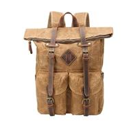 KUWHSIOP Sac à Dos en Toile Cirée Très Résistant Style Vintage IdéAl pour Le Camping, La RandonnéE Et Un Usage Quotidien,Kaki