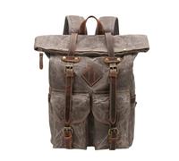 KUWHSIOP Sac à Dos en Toile Cirée Très Résistant Style Vintage IdéAl pour Le Camping, La RandonnéE Et Un Usage Quotidien,Gris