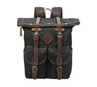 KUWHSIOP Sac à Dos en Toile Cirée Très Résistant Style Vintage IdéAl pour Le Camping, La RandonnéE Et Un Usage Quotidien,Noir